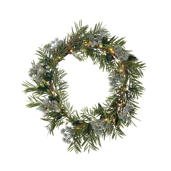 Native Wreath LED With Berries Green Large