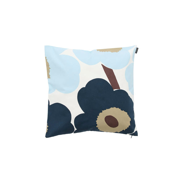 Unikko Cushion Cover Blue +Tan + Navy Oversized Print