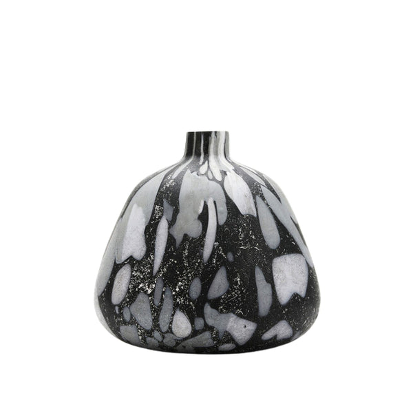 Copy of Mineral Vase Mottled Black Low