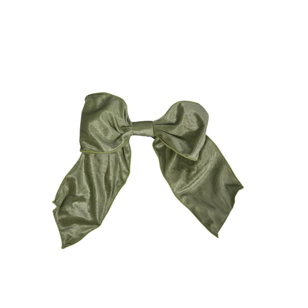 Velvet Clip on Bow Green Large
