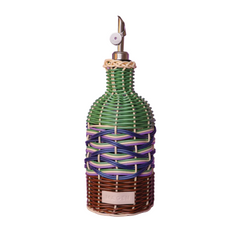 Decorative oil bottle with woven design 