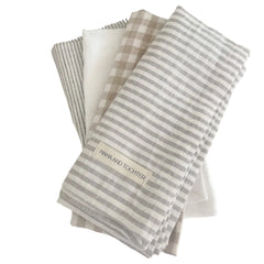 Striped flax linen tea towels