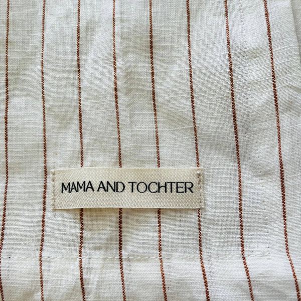 Pure French Linen Tea Towel - Toffee Pinstripes