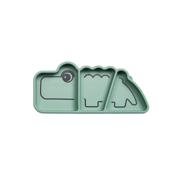 Silicone Stick & Stay Snacky Plate Croco Green