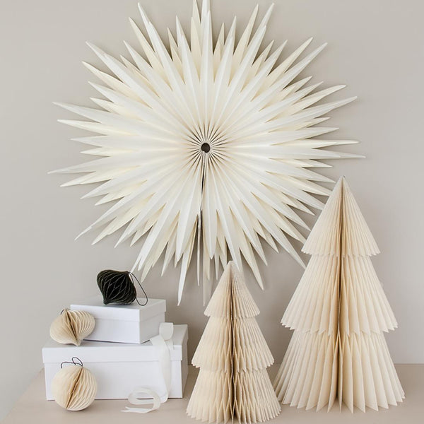 Deluxe Paper Tree Standing Off White / Silver Edge 45cm