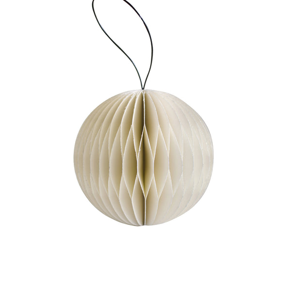 Paper Sphere Ornament Off White / Silver Edge
