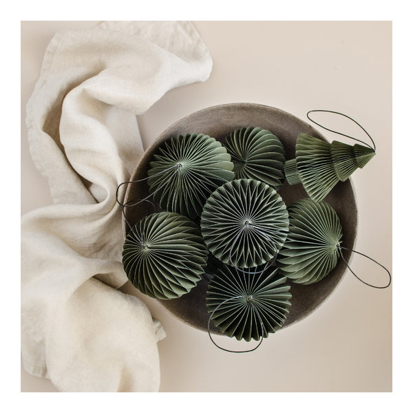 Paper Sphere Ornament Olive Green
