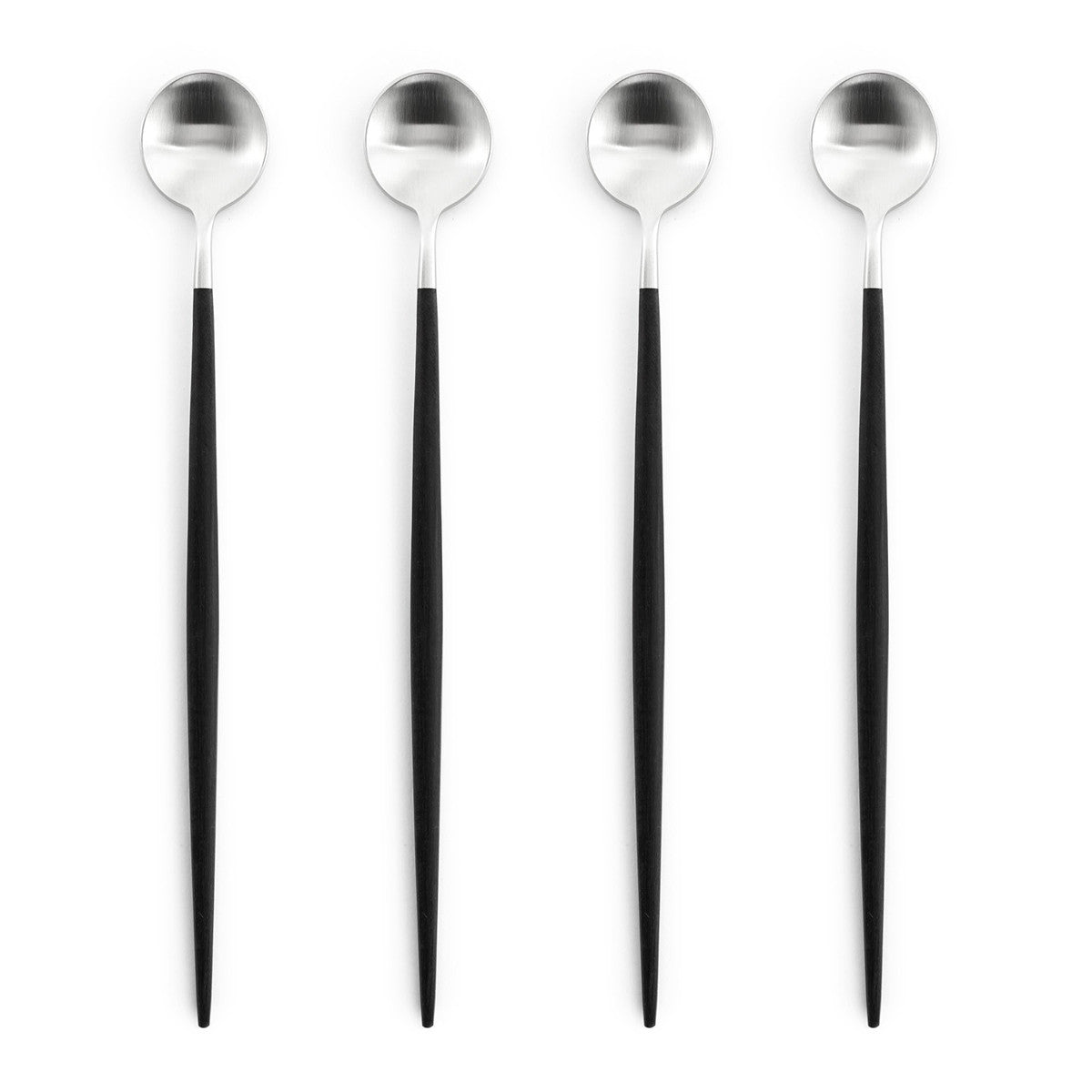 Goa Black & Matte Silver Long Cafe Drink Spoon / Set 4