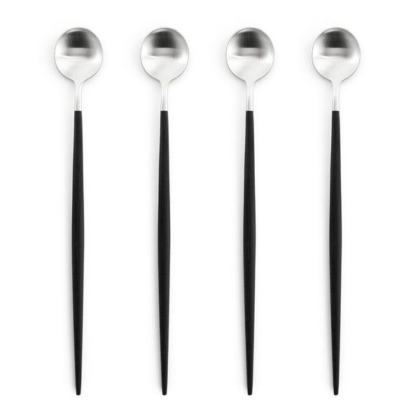 Goa Black & Matte Silver Long Cafe Drink Spoon / Set 4