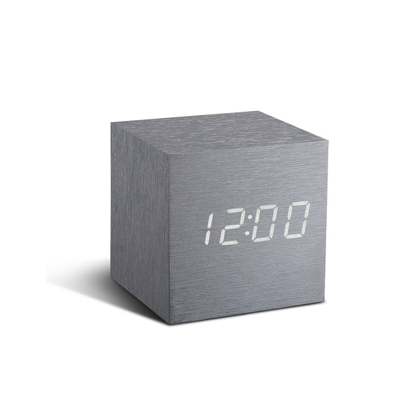 Cube Click Clock Aluminium / White LED